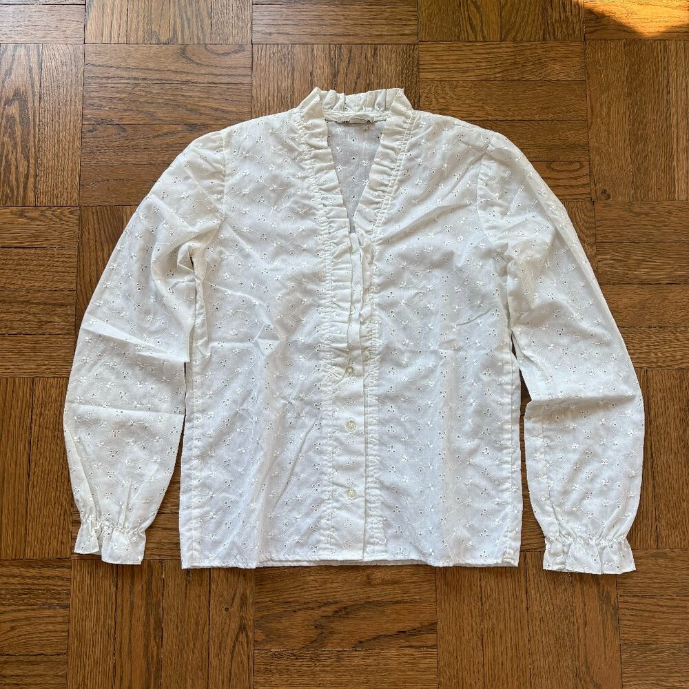Vintage Vicki Wayne Ruffle Front Eyelet Prairie Blouse